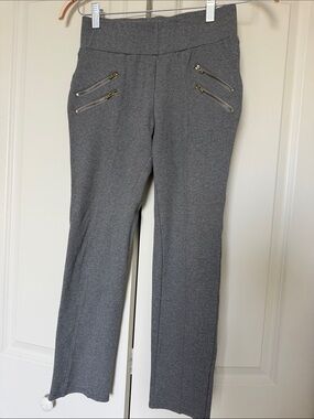 Ci Sono Gray Straight-Leg Ponte Pants with Zip Details
